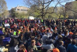 Hundreds of students sat silently for 19 minutes to honor those who have lost their lives to gun violence in the 19 years since the Columbine massacre. (WTOP/John Domen) 