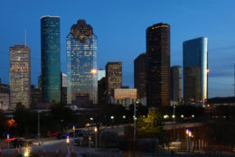 A View of Houston, Texas city center at night