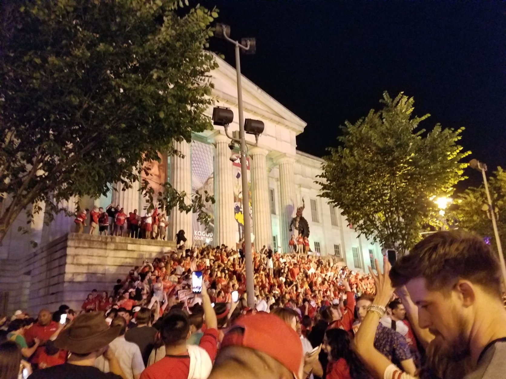 Fans gather in Washington, D.C. after the Washington Capitals beat the Tampa Bay Lightning 4-0 in Game 7 on Wednesday, May 23, 2018. (WTOP/Lisa Weiner)