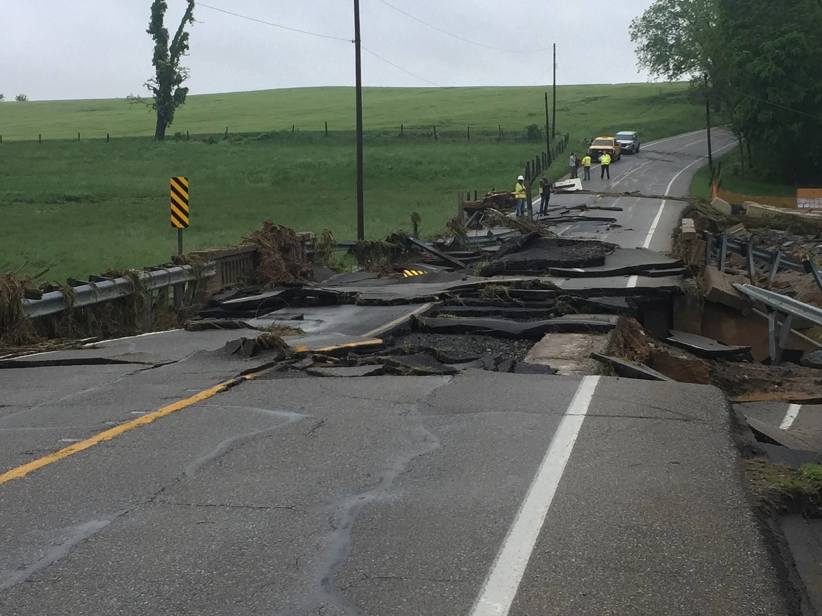 Flood damage at Rt 180 Just North of Rt 17. (Courtesy Frederick County) 