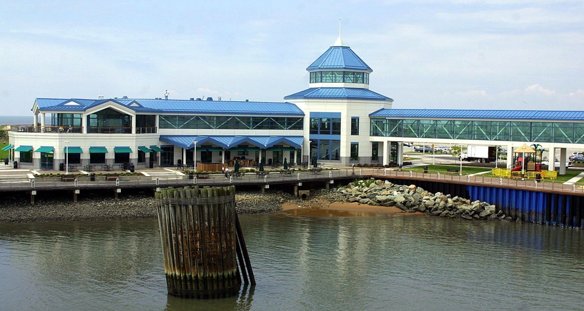 An $11.5 million passenger terminal for the Cape May Lewes Ferry opened Thursday June 7, 2001, in Cape May, N.J. The terminal includes a glass enclosed bridge which connects to the ferry as well as a art gallery, gift shop, out door playground and miniature golf course. (AP Photo Chris Polk)
