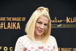 Tori Spelling poses at the re-opening of "From 'Coraline' to 'Kubo': A Magical LAIKA Experience," at the Globe Theatre on Wednesday, Dec. 21, 2016, in Universal City, Calif. (Photo by Chris Pizzello/Invision/AP)