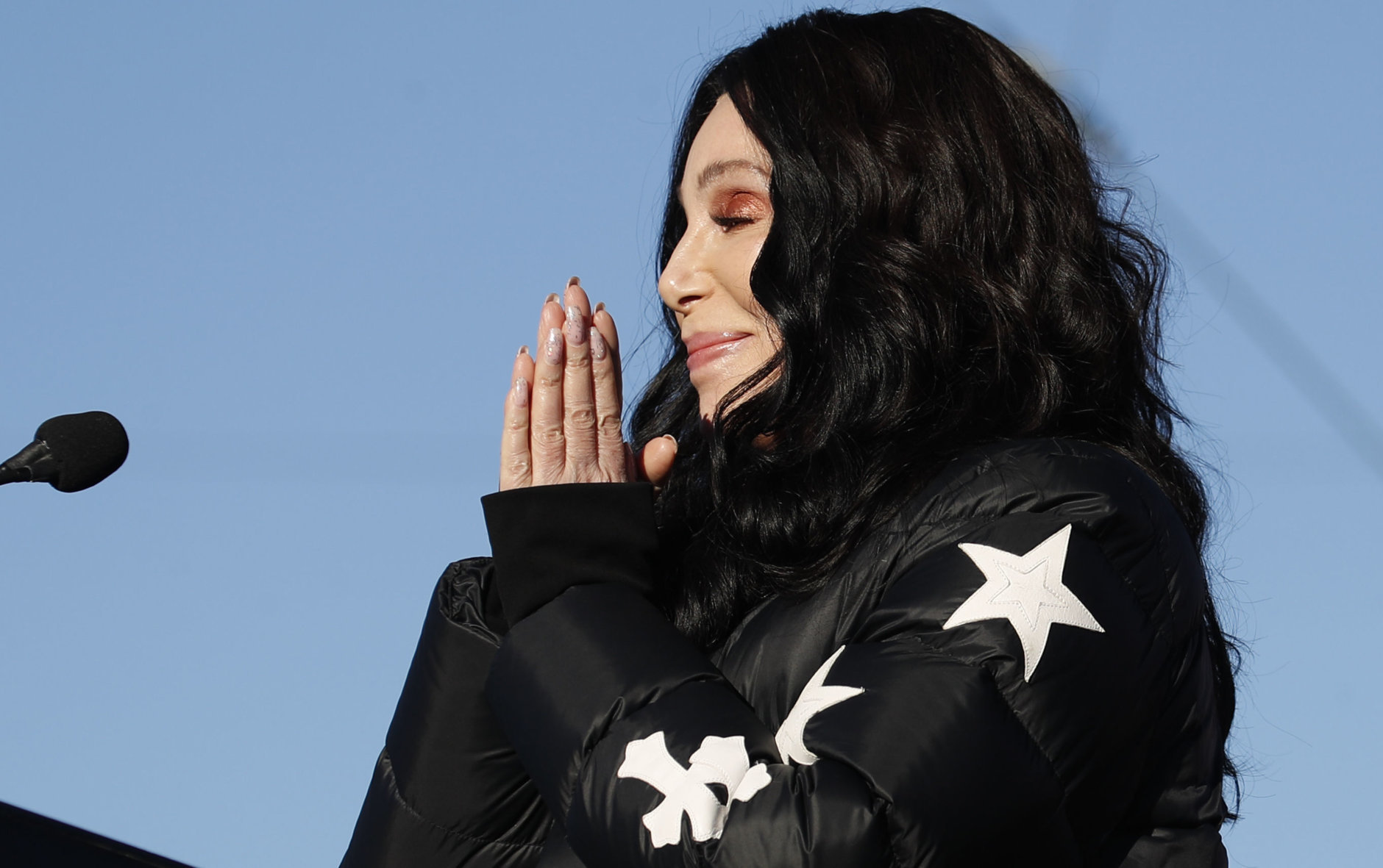 Cher speaks during a women's march rally Sunday, Jan. 21, 2018, in Las Vegas. (AP Photo/John Locher)