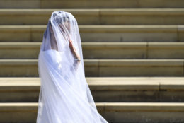 Meghan Markle arrives for her wedding at St. George's Chapel in Windsor Castle in Windsor, near London, England, Saturday, May 19, 2018. (Ben Stansall/pool photo via AP)