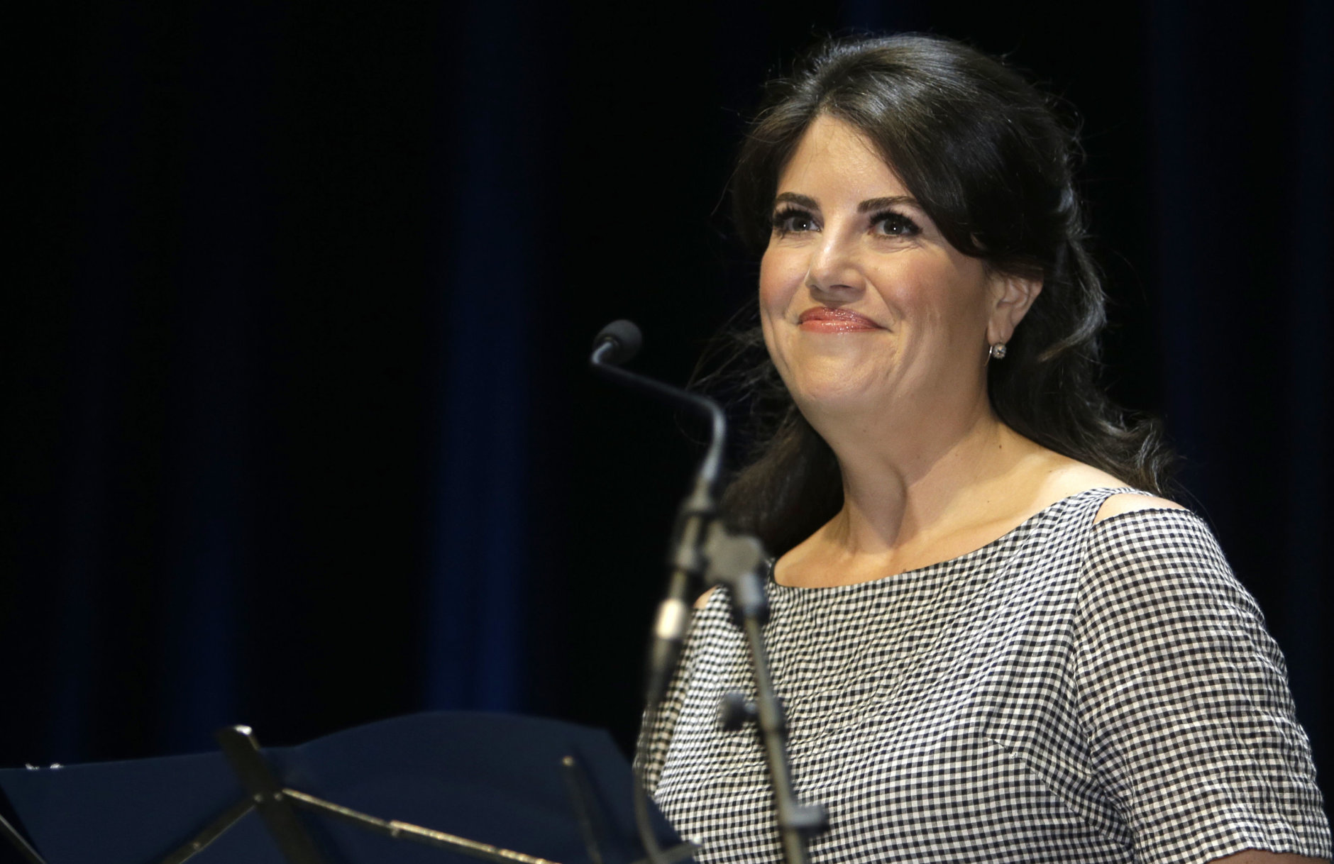 US former White house intern Monica Lewinsky attends at the Cannes Lions 2015, International Advertising Festival in Cannes, southern France, Thursday, June 25, 2015. The Cannes Lions International Advertising Festival is a world's meeting place for professionals in the communications industry.(AP Photo/Lionel Cironneau)