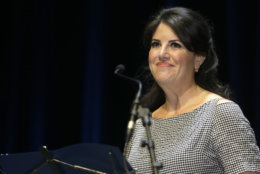 US former White house intern Monica Lewinsky attends at the Cannes Lions 2015, International Advertising Festival in Cannes, southern France, Thursday, June 25, 2015. The Cannes Lions International Advertising Festival is a world's meeting place for professionals in the communications industry.(AP Photo/Lionel Cironneau)