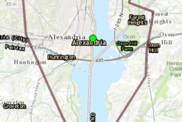 Unprotected areas could see flooding along this stretch of the Potomac River around high tide in Alexandria and Arlington County.(Courtesy National Weather Service)