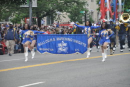 The Ballou High School Marching Knights are seen at the annual National Memorial Day Parade which took place along Constitution Avenue on Monday, May 28, 2018. (Monique Blyther/WTOP)