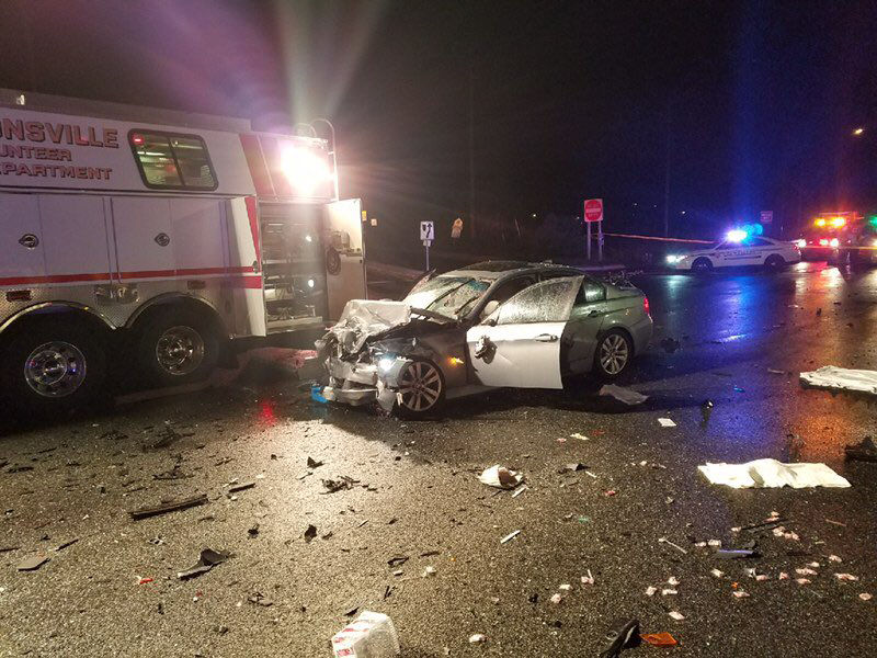 One woman was killed and five other people were taken to the hospital after a crash on Columbia Pike at Fairland Road in Silver Spring. (Courtesy Pete Piringer)