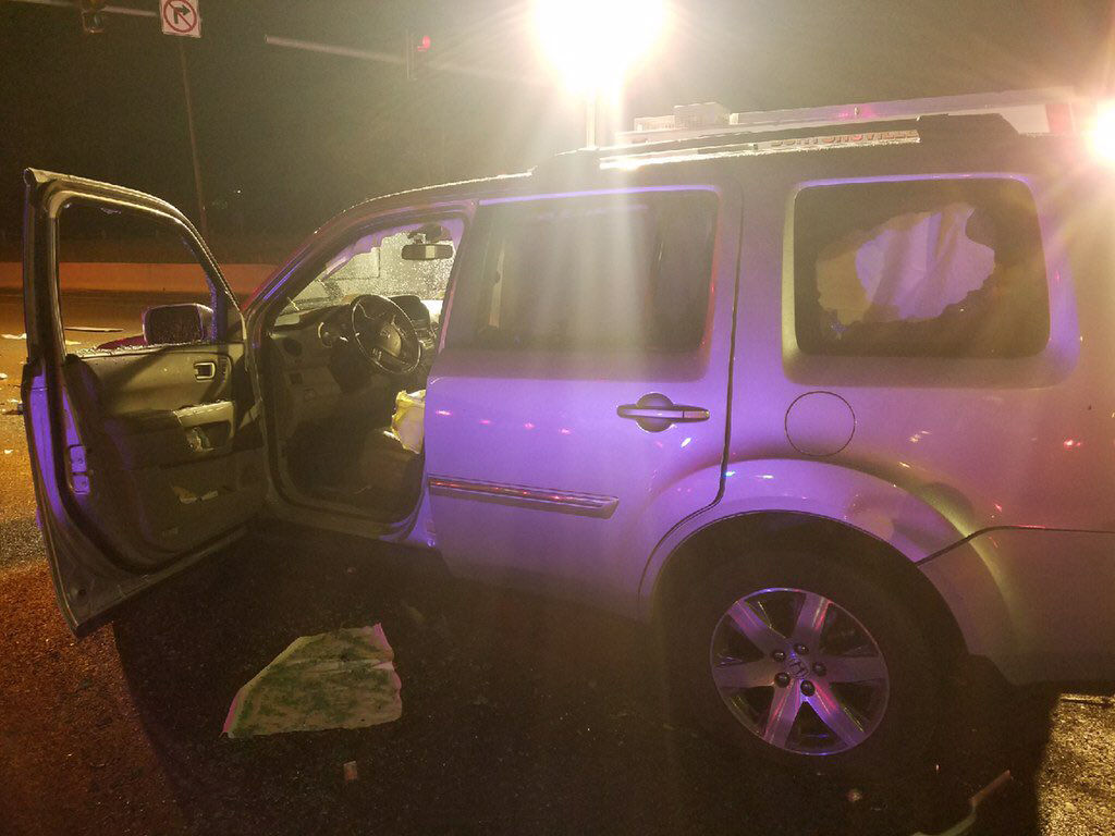 One of the cars involved in a multicar crash on Columbia Pike at Fairland Road in Silver Spring. (Courtesy Pete Piringer)