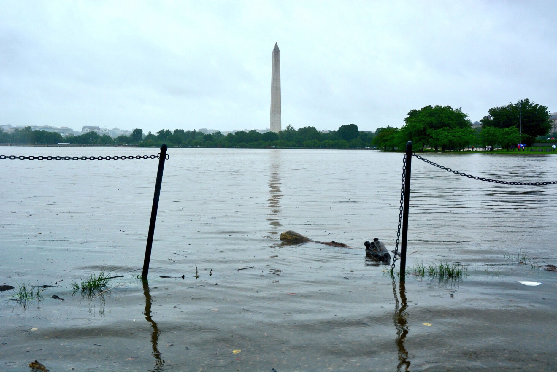 The waters continue to rise and the rain keeps coming in Washington, D.C., Friday, May 18, 2018. (WTOP/Dave Dildine)