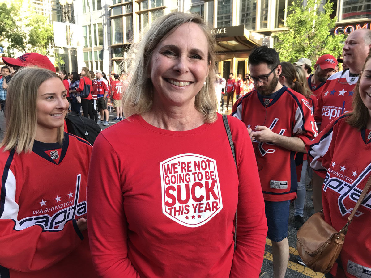 Fans rock the red in Washington, D.C. as the Washington Capitals face the Tampa Bay Lightning in Game 7 on Wednesday, May 23, 2018. (WTOP/Michelle Basch)