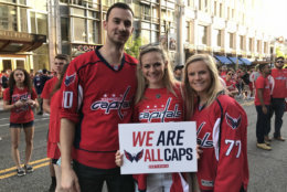 Fans rock the red in Washington, D.C. as the Washington Capitals face the Tampa Bay Lightning in Game 7 on Wednesday, May 23, 2018. (WTOP/Michelle Basch)