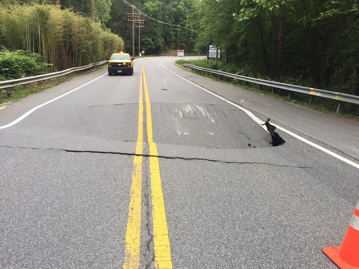 In Anne Arundel County, crews are working to repair a sinkhole along Maryland Route 450. (Courtesy Maryland State Highway) 