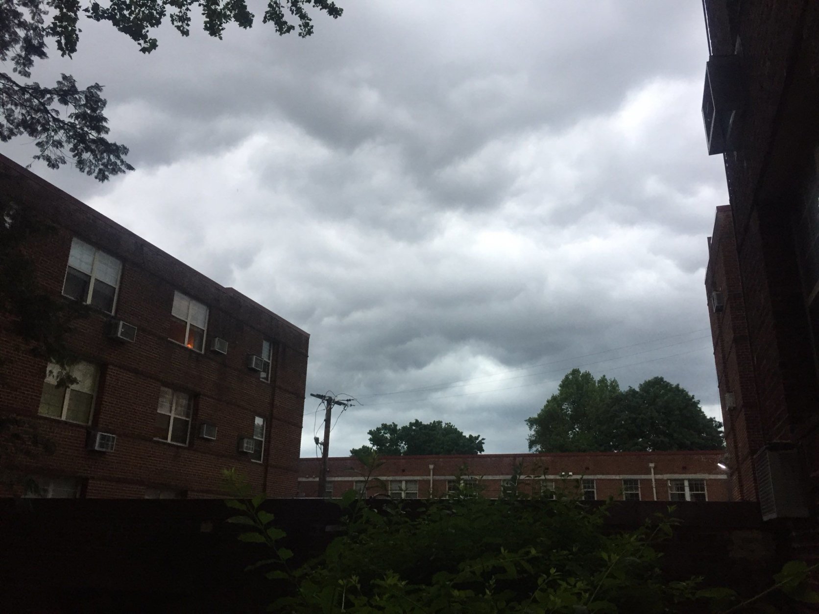 The clouds over Silver Spring, Maryland, give off an ominous feeling on Thursday, May 31, 2018. (WTOP/Patrick Roth)