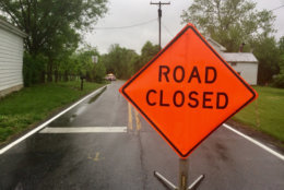 Many roads in Frederick, Maryland, are closed after days of rain. (WTOP/Nick Iannelli)