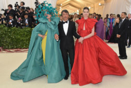 NEW YORK, NY - MAY 07:  (L-R)  Frances McDormand, Pierpaolo Piccioli and Anne Hathaway attend the Heavenly Bodies: Fashion &amp; The Catholic Imagination Costume Institute Gala at The Metropolitan Museum of Art on May 7, 2018 in New York City.  (Photo by Neilson Barnard/Getty Images)