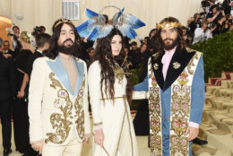 NEW YORK, NY - MAY 07: Alessandro Michele, Lana Del Rey and Jared Leto attend the Heavenly Bodies: Fashion & The Catholic Imagination Costume Institute Gala at The Metropolitan Museum of Art on May 7, 2018 in New York City. (Photo by Jamie McCarthy/Getty Images)