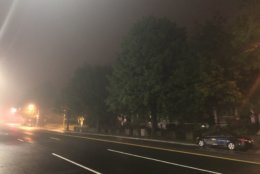 Fog hangs over Wisconsin Ave. in Northwest D.C. (WTOP/Abigail Constantino)