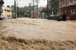 Storm Team 4 Meteorologist Mike Stinneford said this flood may be worse than the Ellicott City flood from two years ago that left two dead and multiple businesses with damage. (WTOP/Dave Dildine)