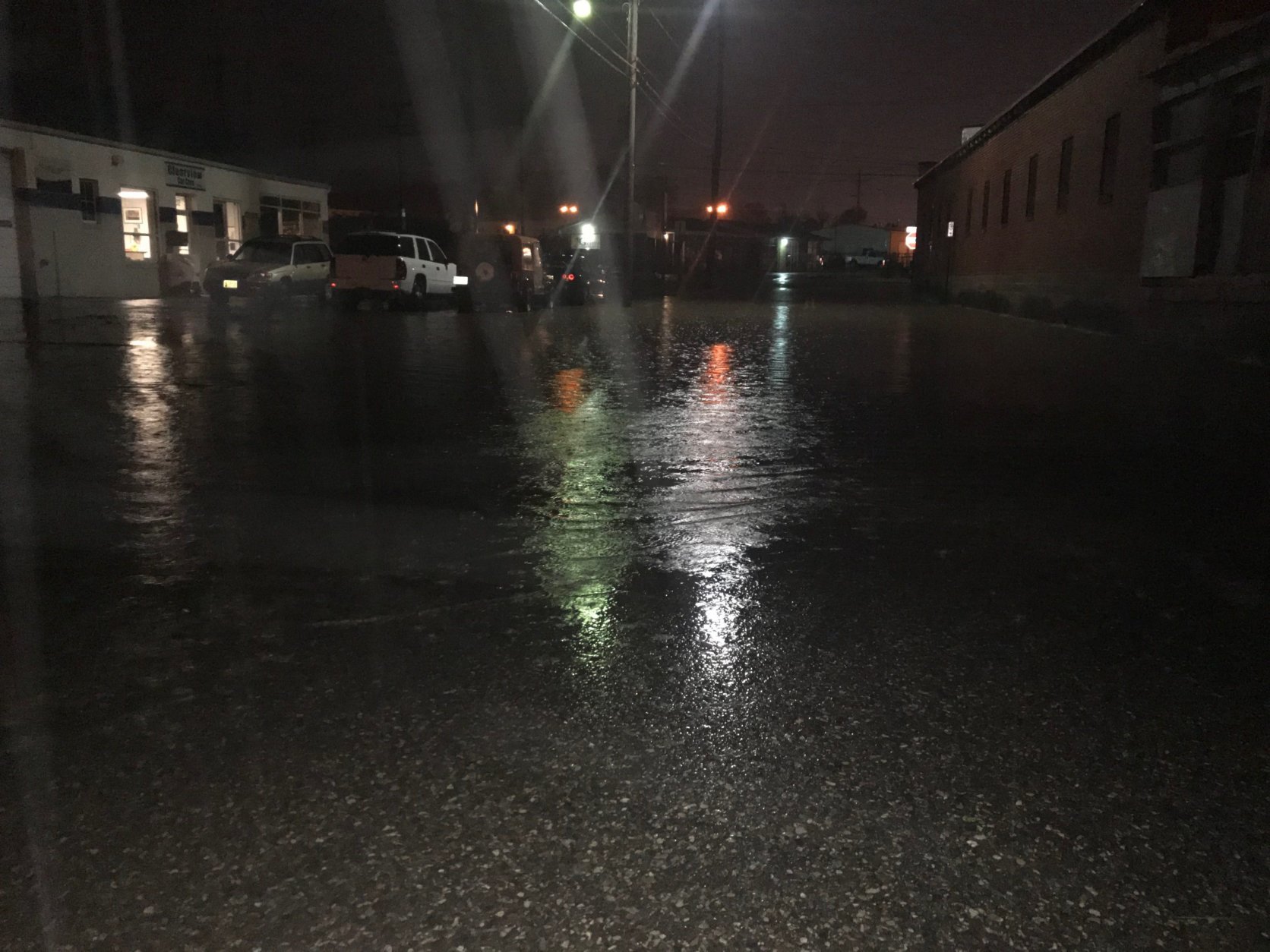 Partially flooded streets in downtown Frederick. (WTOP/Dick Uliano) 