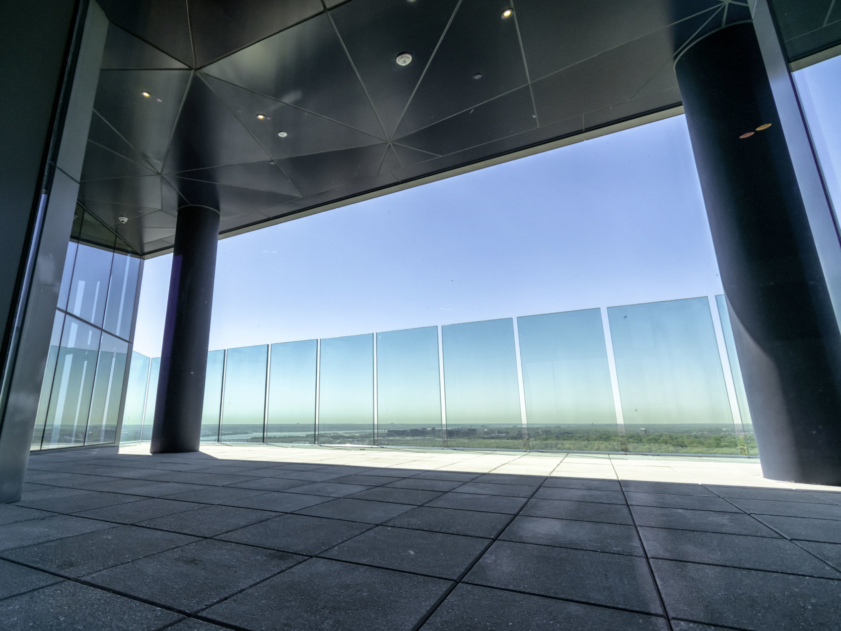 The Observation Deck At CEB Tower, developer JBG’s newest office building in Rosslyn, will officially open its observation deck June 21, a fitting day for long-distance viewing: the Summer Solstice and longest day of the year. (Courtesy JBG Smith)