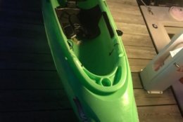 This is the victim's kayak that he clung to at the mouth of the West River for more than two hours in water that was 47 degrees. (Courtesy, Md. Natural Resources Police)