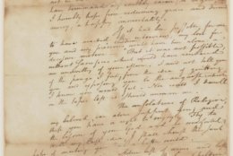 Related to the Duel: July 4, 1804, letter to Elizabeth Hamilton. 
Song: “Best of Wives and Best of Women” (“I’ll be back before you know I’m gone”)
Hamilton wrote this letter to his wife before his fatal duel with Aaron Burr at Weehawken, New Jersey, on July 11, 1804.
“This letter, my very dear Eliza, will not be delivered to you, unless I shall first have terminated my earthly career . . . Adieu best of wives and best of Women. Embrace all my darling Children for me.”

(Courtesy Alexander Hamilton Papers, Manuscript Division, Library of Congress)