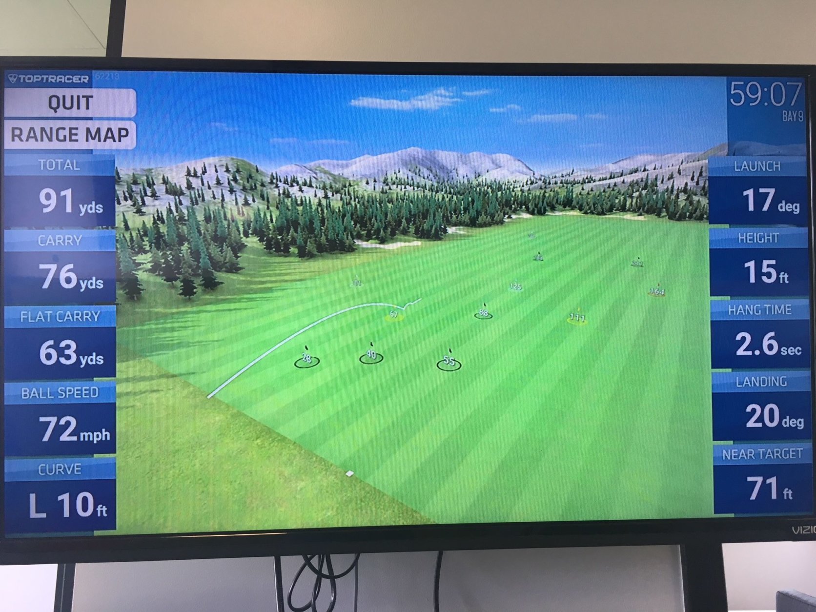 The Launch Monitor option lets you see virtual targets that correspond to actual ones on the range. (WTOP/Noah Frank)