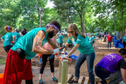 The staff of CPDC and Enterprise Community Partners, along with dozens of volunteers, joined forces Kaboom! to build a playground with the sponsorship of Marriott Foundation and Marriott International on May 23, 2018 at Park Montgomery apartments in Silver Spring, Maryland. 

Photo © http://MomentaCreative.com