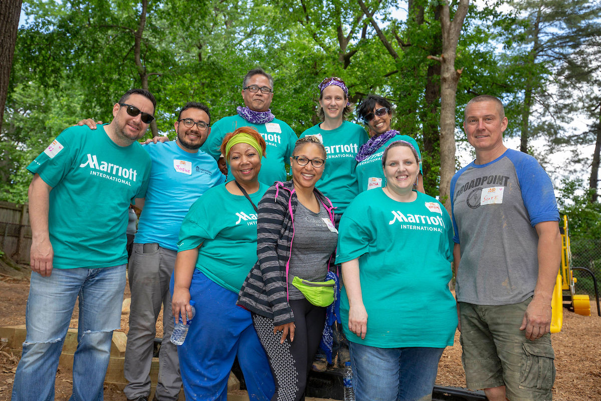 Bethesda-based Marriott International held its annual employee volunteer day this week, with 2,700 of its local employees volunteering on various project throughout the Washington metro area. (Courtesy Marriott International)