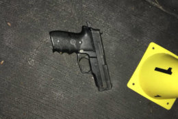A photo of the suspect's weapon recovered on the scene of the officer-involved shooting. Police said the incident was captured on camera on the on-scene Supervisor's in-car camera. (Courtesy Prince George's County Police Department via Twitter)