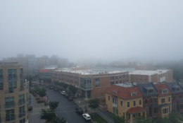 In theory, you should be able to see the National Cathedral quite clearly from the roof of WTOP's studios in Northwest D.C. Alas, that was not the case on Thursday morning. (WTOP/Will Vitka)