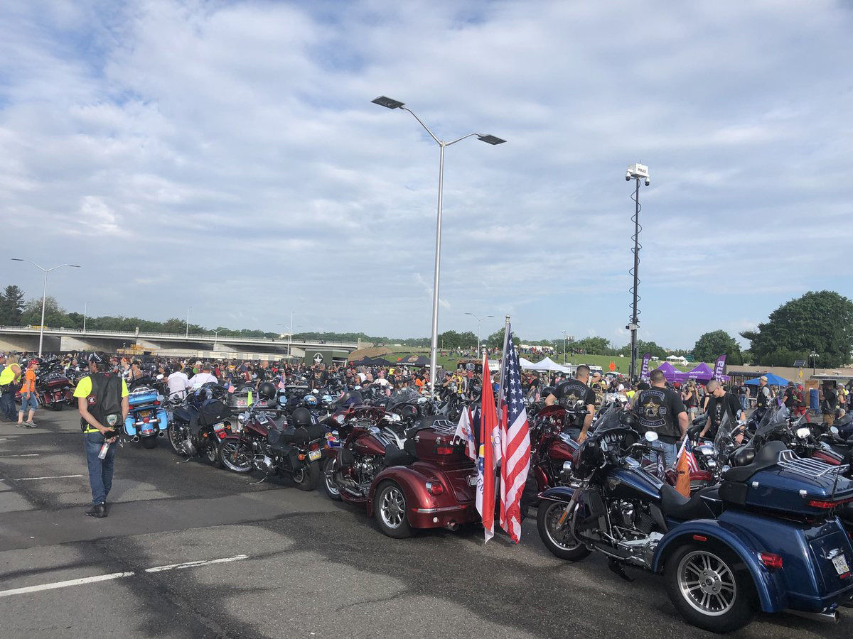 "All the people here are vets or honor vets," said Ken Rudder, a Navy veteran from Rhode Island taking part in his first Rolling Thunder ride. (WTOP/Melissa Howell)