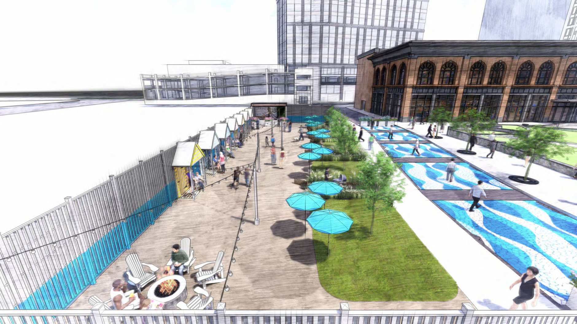 The Beach, designed for people to dine and relax, is coming to North Bethesda. (Courtesy Pike & Rose)