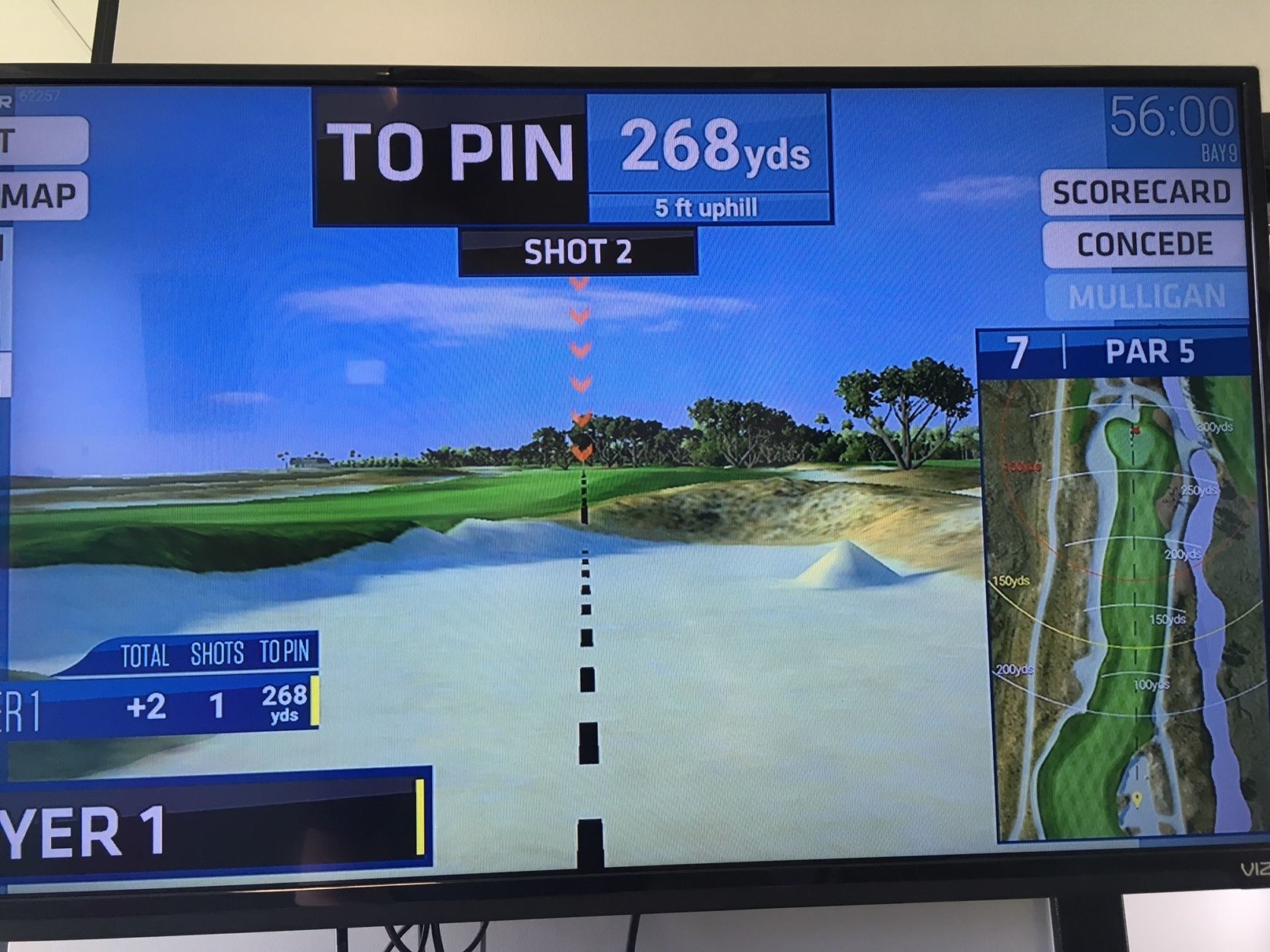 The Virtual Golf setting allows you to play your way through an actual course with every shot. (WTOP/Noah Frank)