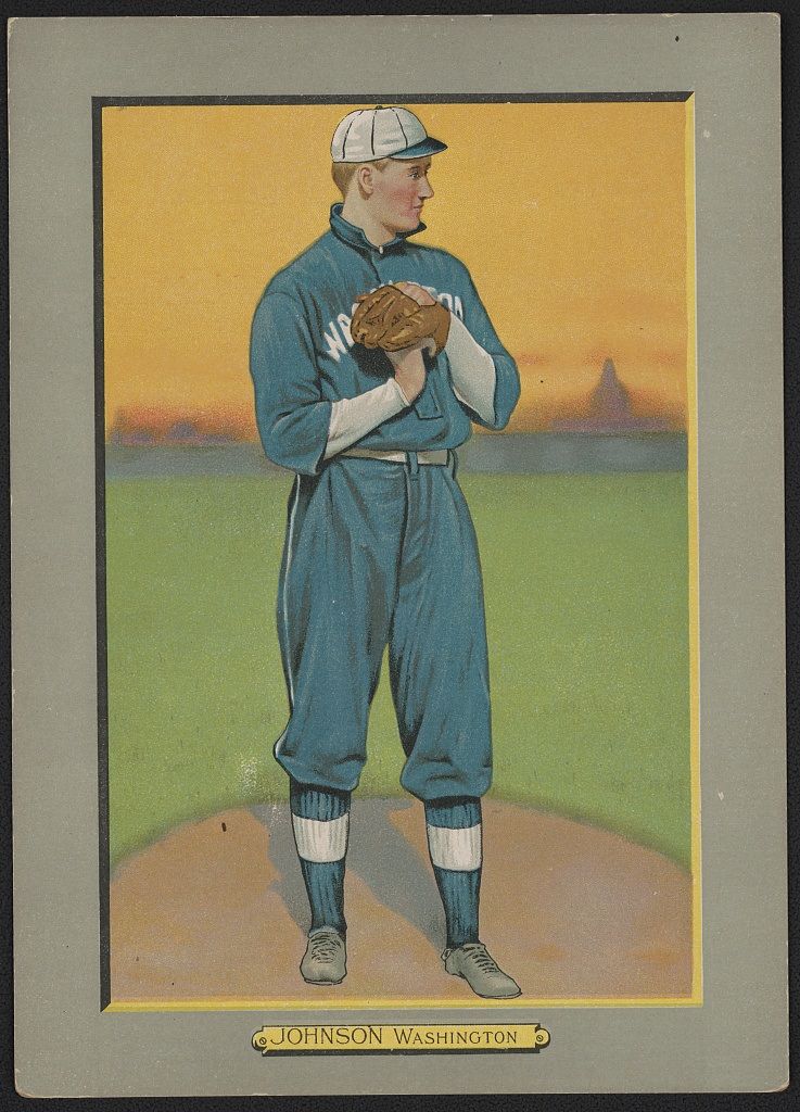 Walter Johnson, Washington Nationals, baseball card portrait (Courtesy: Library  of Congress)