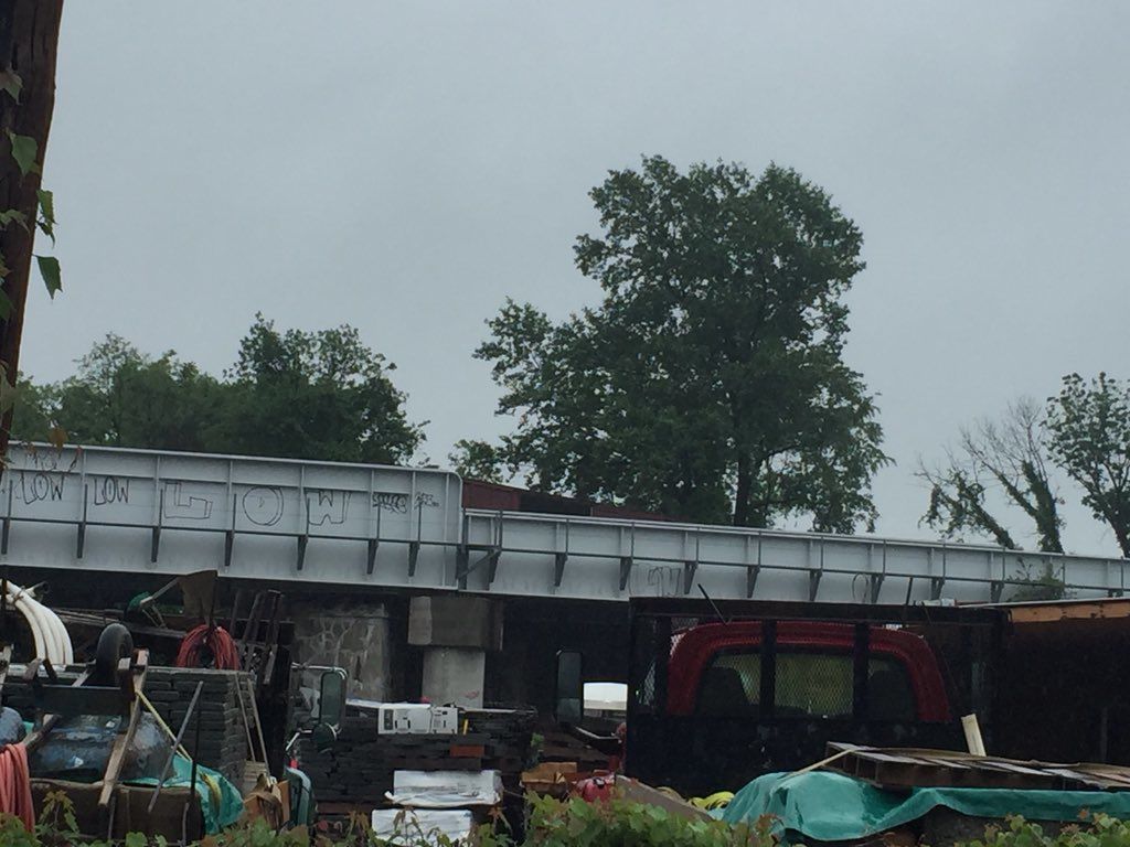 Officials at the Alexandria Fire Department said weather could be to blame for the collapsed bridge. (WTOP/John Domen)