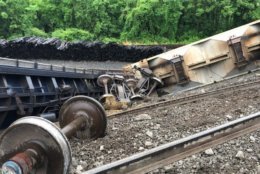Thirty train cars out of 167 total came off the tracks shortly after 7 a.m. in the Eisenhower corridor. (Courtesy Alexandria Fire and EMS)