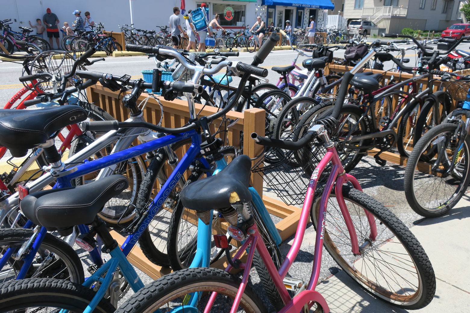 Bicycles are seen parked in Bethany Beach