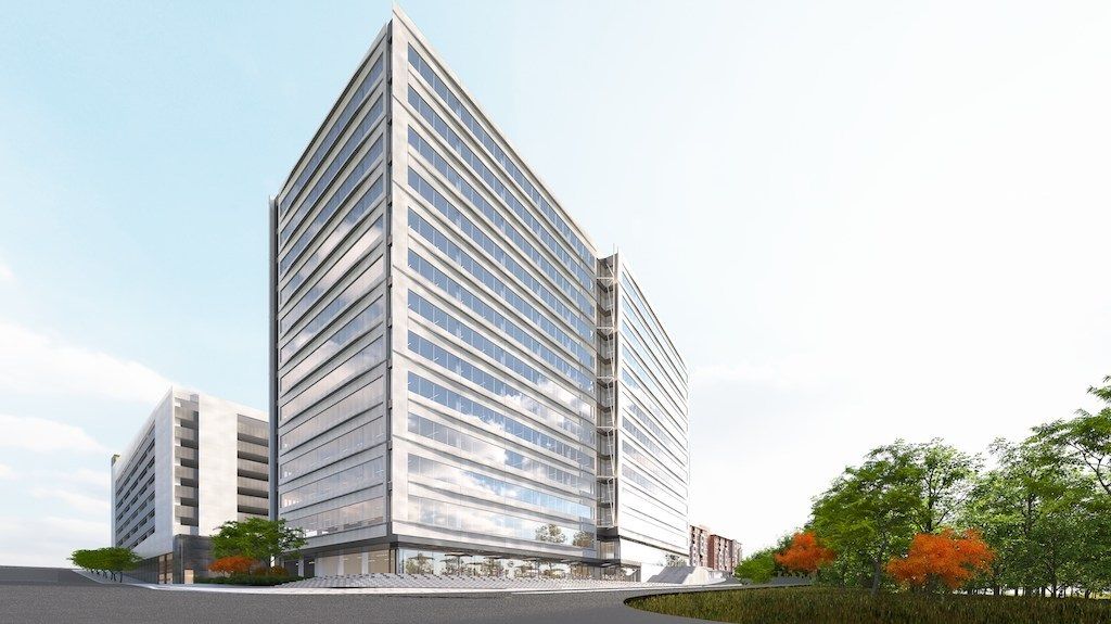 A rendering of the Tenable headquarters coming to the Merriweather District, in downtown Columbia, Maryland is seen. (Courtesy PRNewsfoto/The Howard Hughes Corp.)