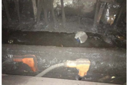  Inspectors also found standing water above orange boot cable connector on the Red Line. (Courtesy FTA) 