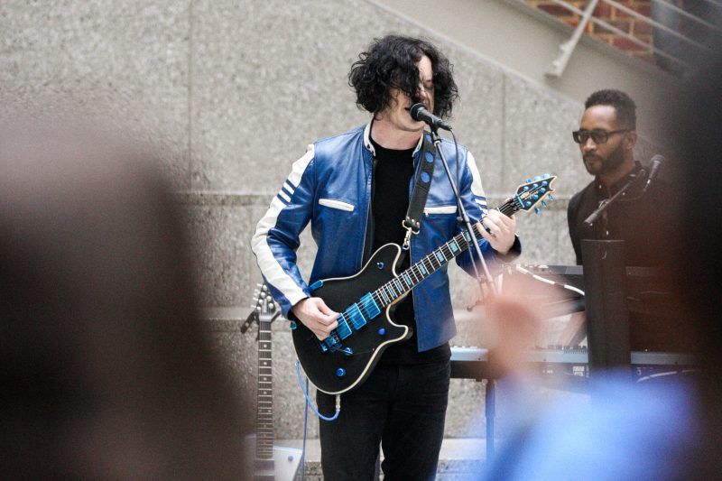 Jack White plays a surprise concert for D.C.'s Woodrow Wilson High School on Wednesday. (Courtesy David James Swanson)