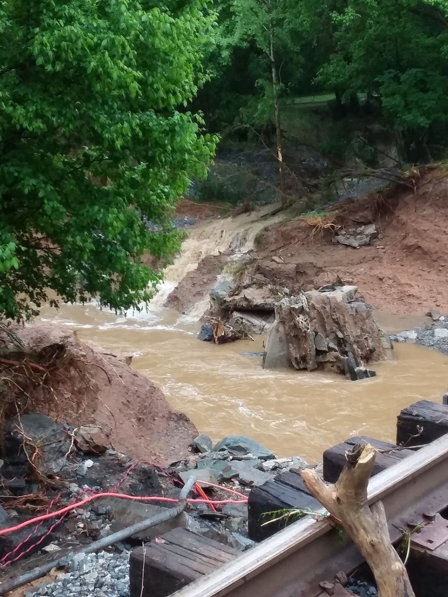 The Brunswick Line operates on a modified schedule Thursday, May 17, 2018, due to a "major track washout" between Point of Rocks and Brunswick, MARC said in a statement. (Courtesy Maryland Transit Administration)
