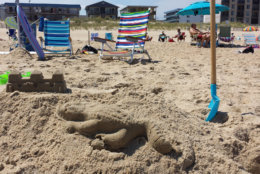 A sandcastle is seen on Ocean City's beach