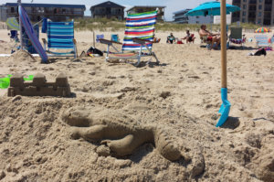 A sandcastle is seen on Ocean City's beach