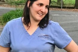 Veterinarian Jennifer Riley, with Blue Ridge Wildlife Center, told Paul Kakol the owl's best chances for survival would be if it could be renested. (Courtesy Paul Kakol)