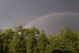 A rainbow appears over Woodbridge, Virginia, on Thursday, May 10, 2018. (Courtesy Idalia Rodriguez)