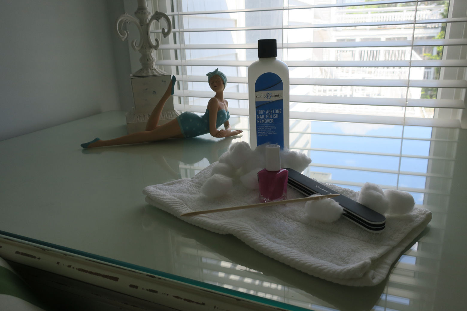 Photo shows nail supplies staged in a home