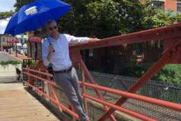 Georgetown BID director of planning and economic development, Jamie Scott. This year's parasols are a little bigger than daintier versions in year's past. (Courtesy Georgetown BID)